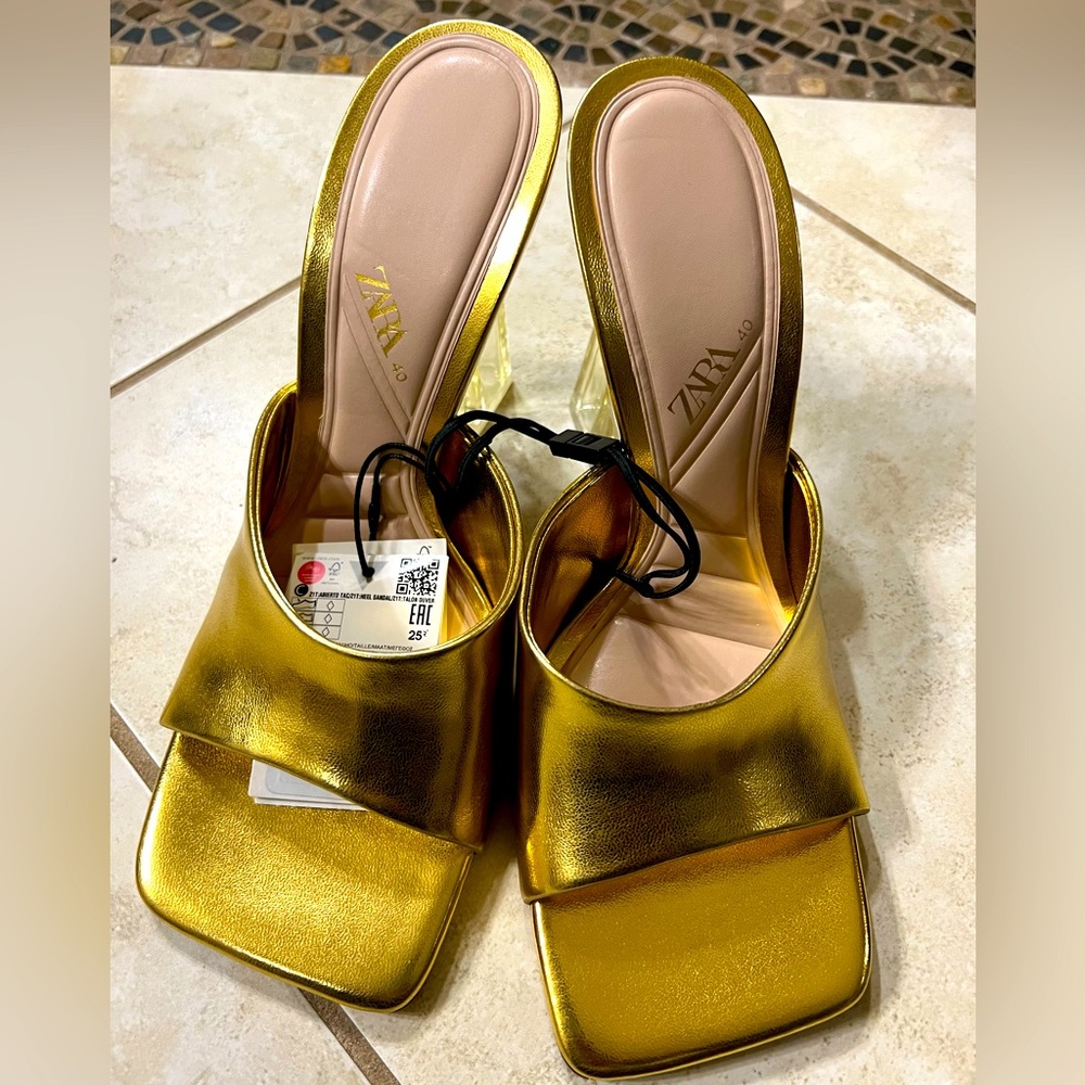 Zara Gold Heeled Sandals